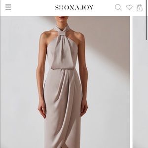 Shona Joy Core Knot Draped Dress in Oyster
